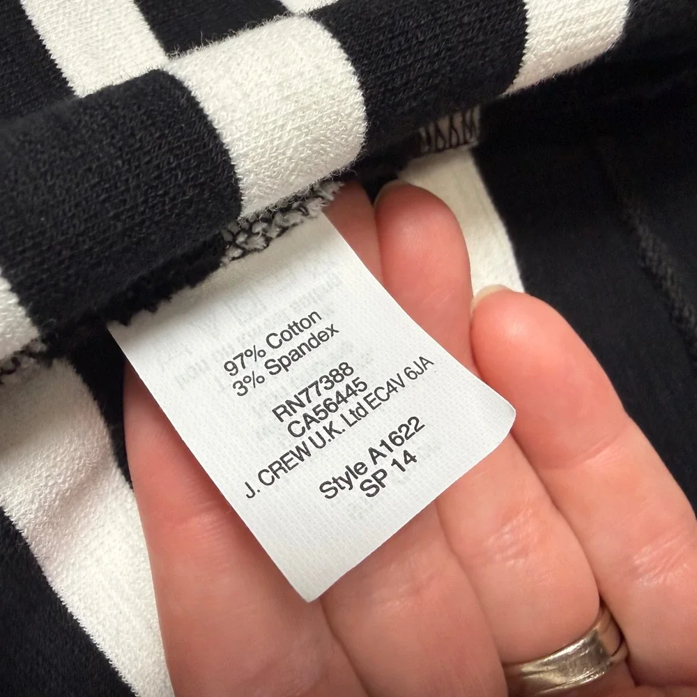 Madewell Black White Striped Nautical Sleeveless Fit Flare Dress XS Jersey